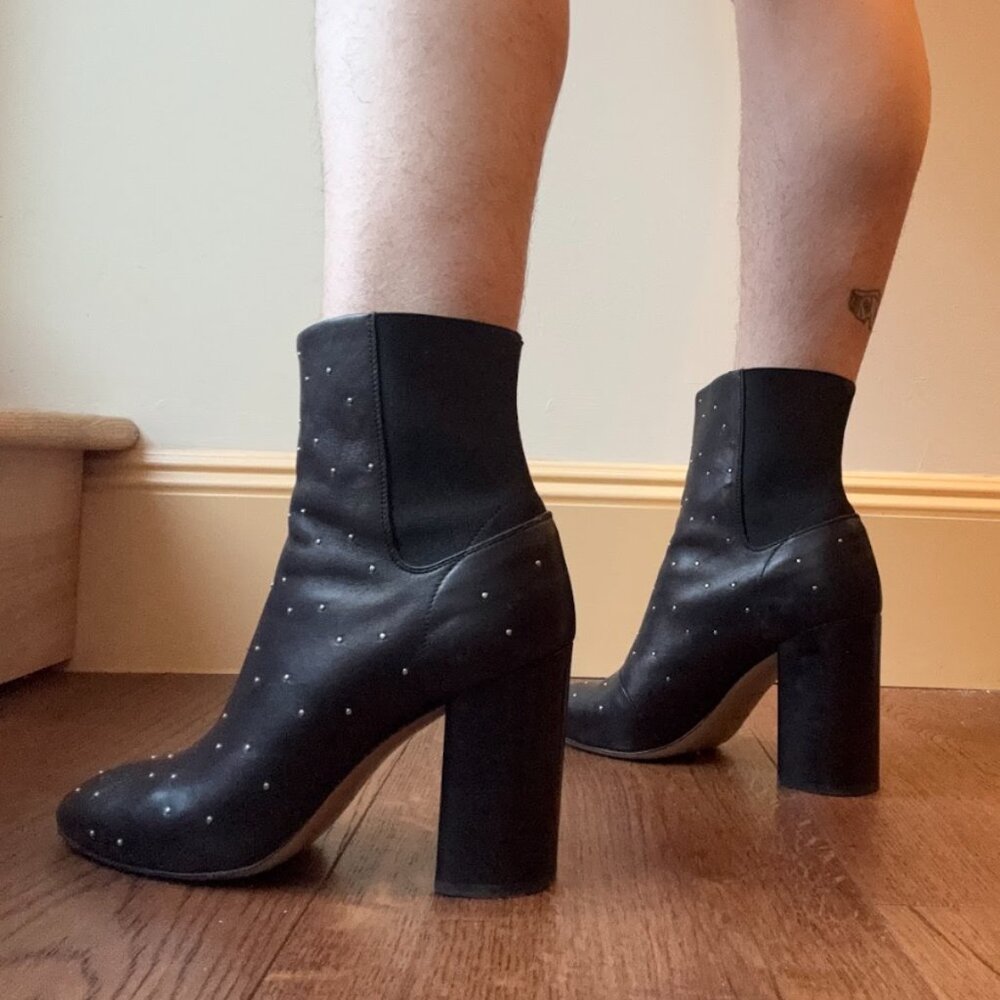 Rag and Bone Agnes Black Studded Leather Boots